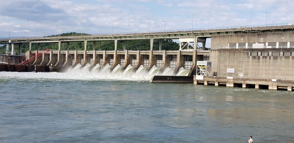 The Chickamauga Dam is a hydroelectric dam on the Tennessee River in Chattanooga