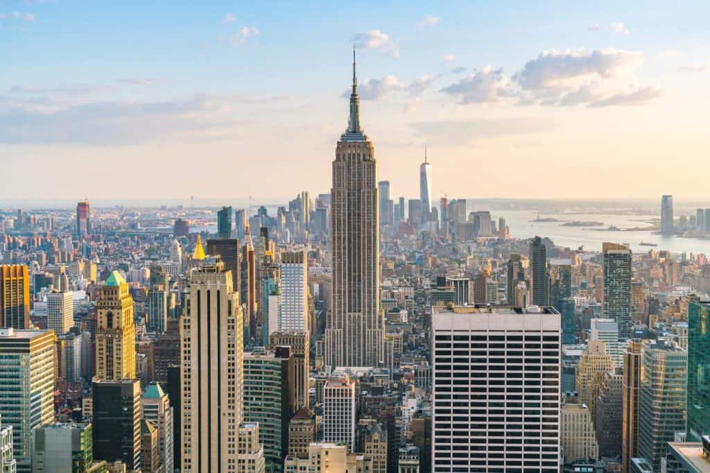 A stunning view of New York City, showcasing iconic landmarks and the bustling urban atmosphere.