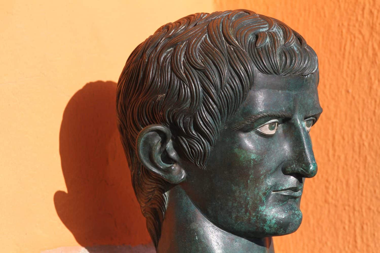 Bronze head of the Roman emperor Caligula.