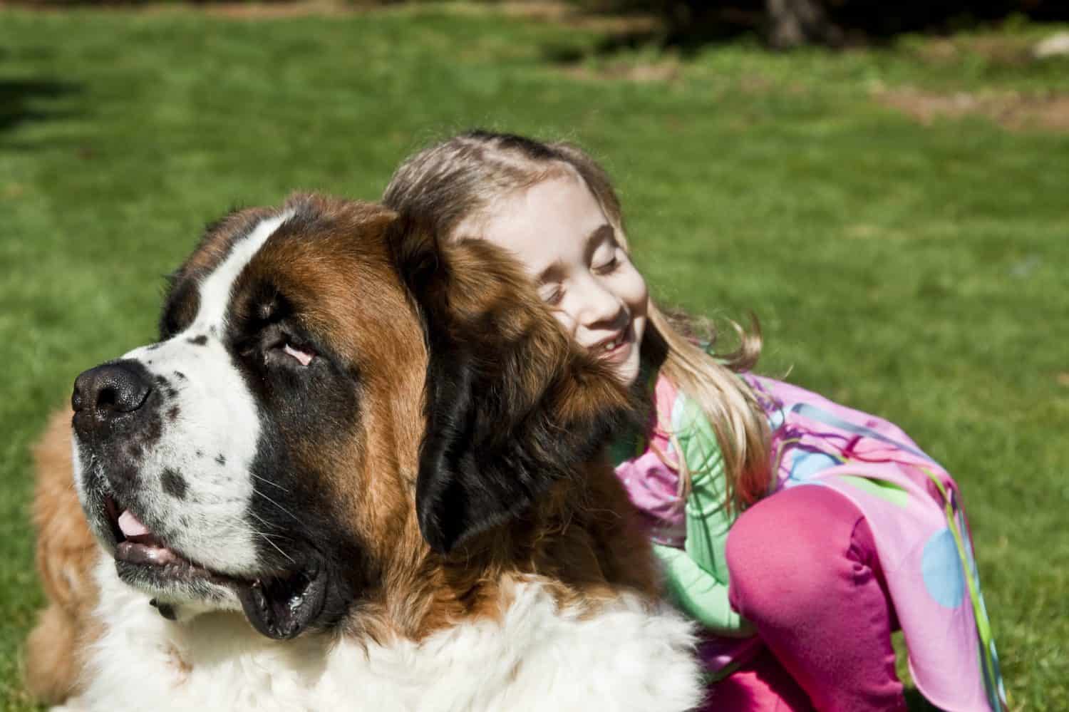 Little Girl Hugging Dog