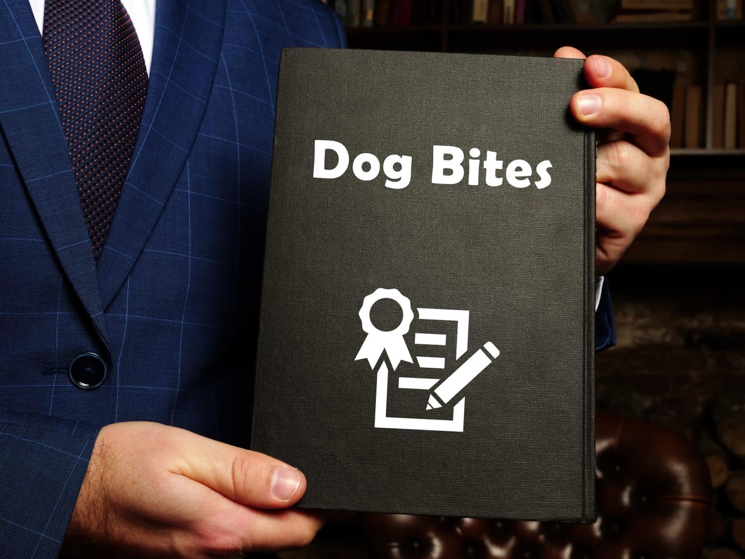  Juridical concept about Dog Bites with phrase on the sheet.