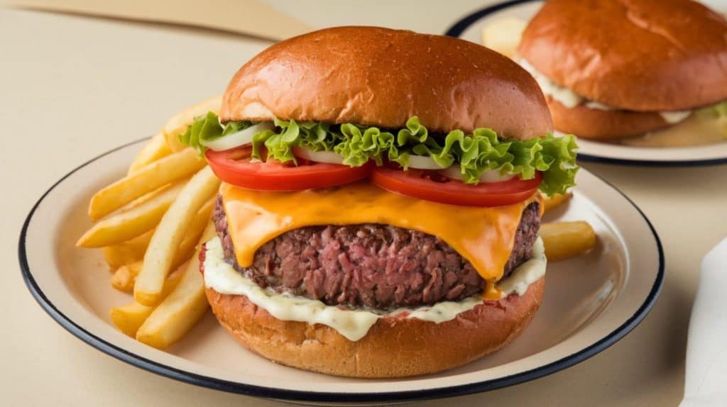 Bison Burger: Hearty burger made with lean, flavorful bison meat, offering a healthier alternative to traditional beef burgers.
