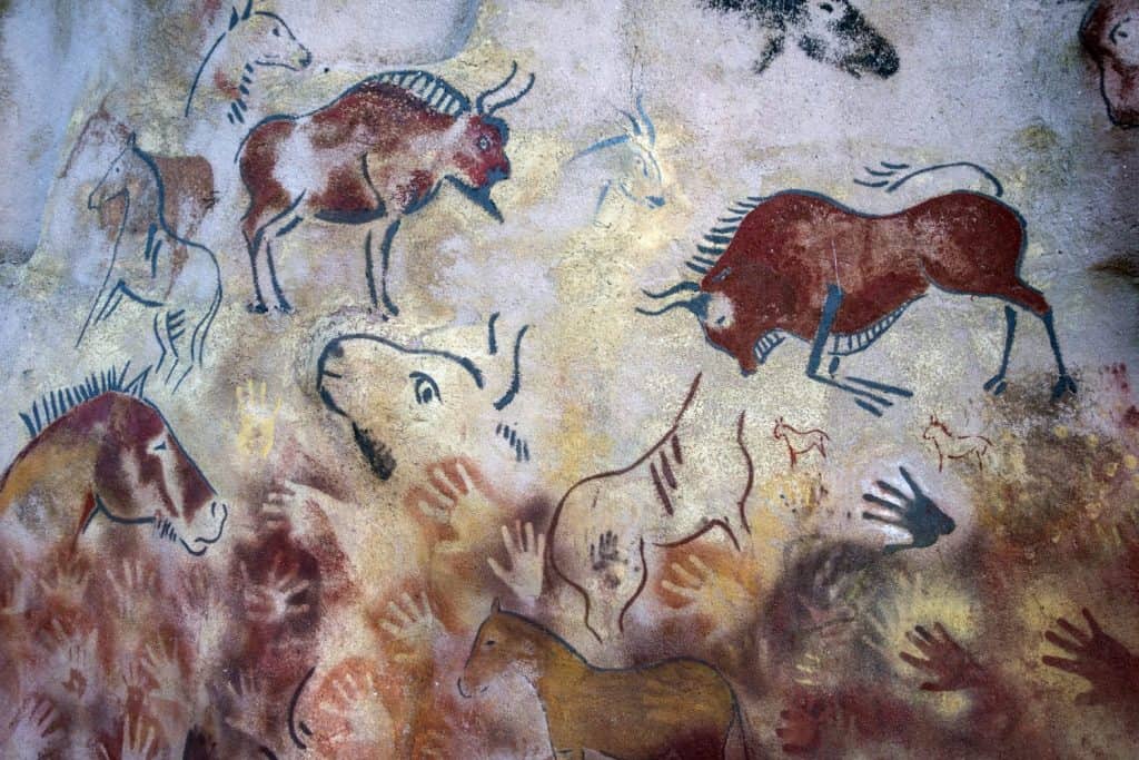 CAVE PAINTINGS , ROCK PAINTINGS , bisons painted on a rock , bisons painted on a cave, horses painted on a rock, horses ,hands ,buffalos painted on a cave and on a rock