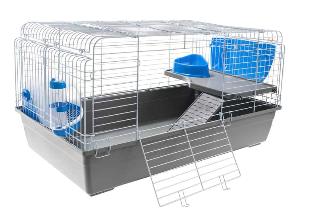 metal cage for rodents or birds on a white background