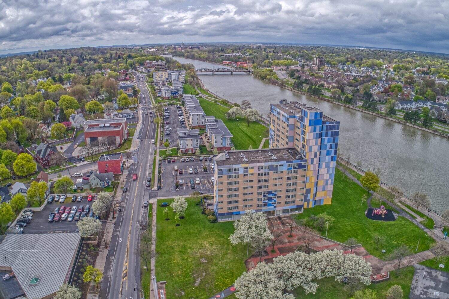 Aerial View of Downtown Rochester, New York during May