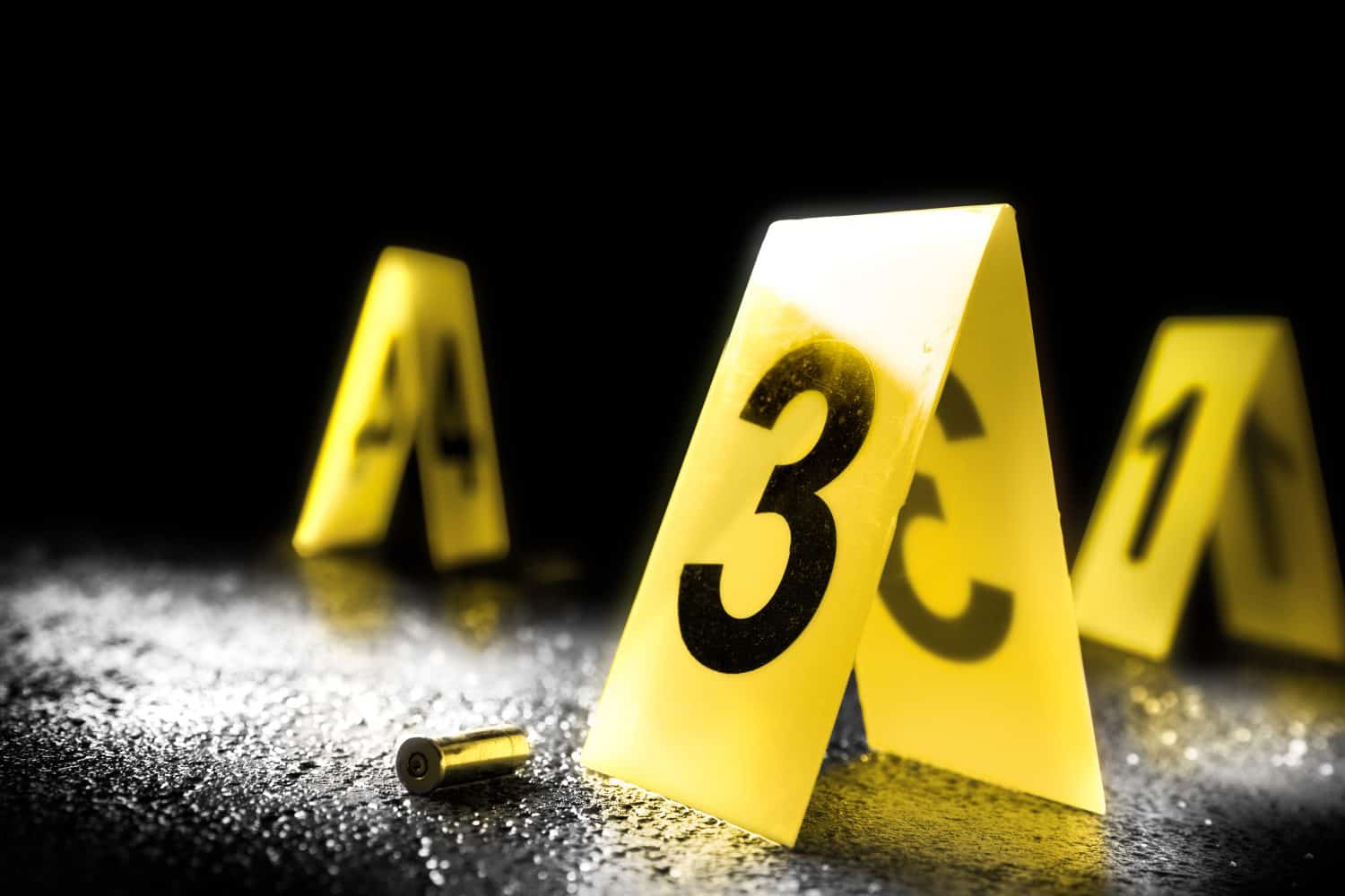 evidence markers on the floor /high contrast image