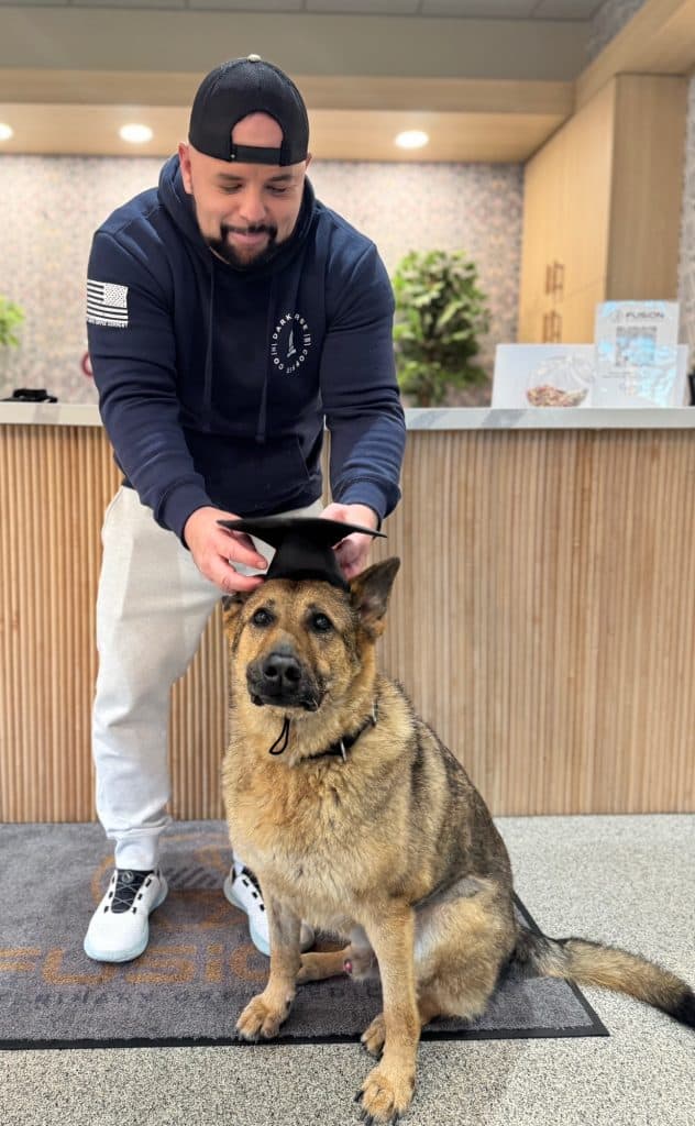 K9 Tambo's graduation from rehab with handler Chris Bingham