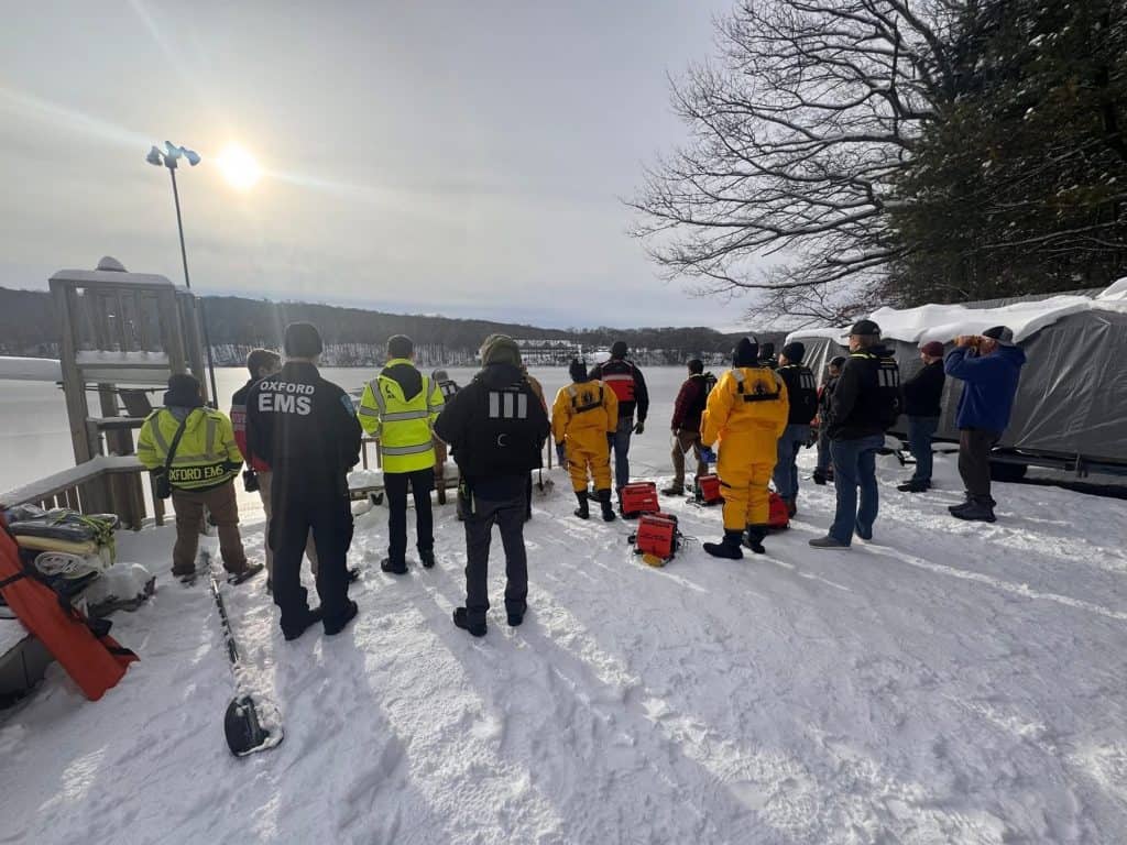 Team effort by rescue crews who assisted in saving a stranded deer