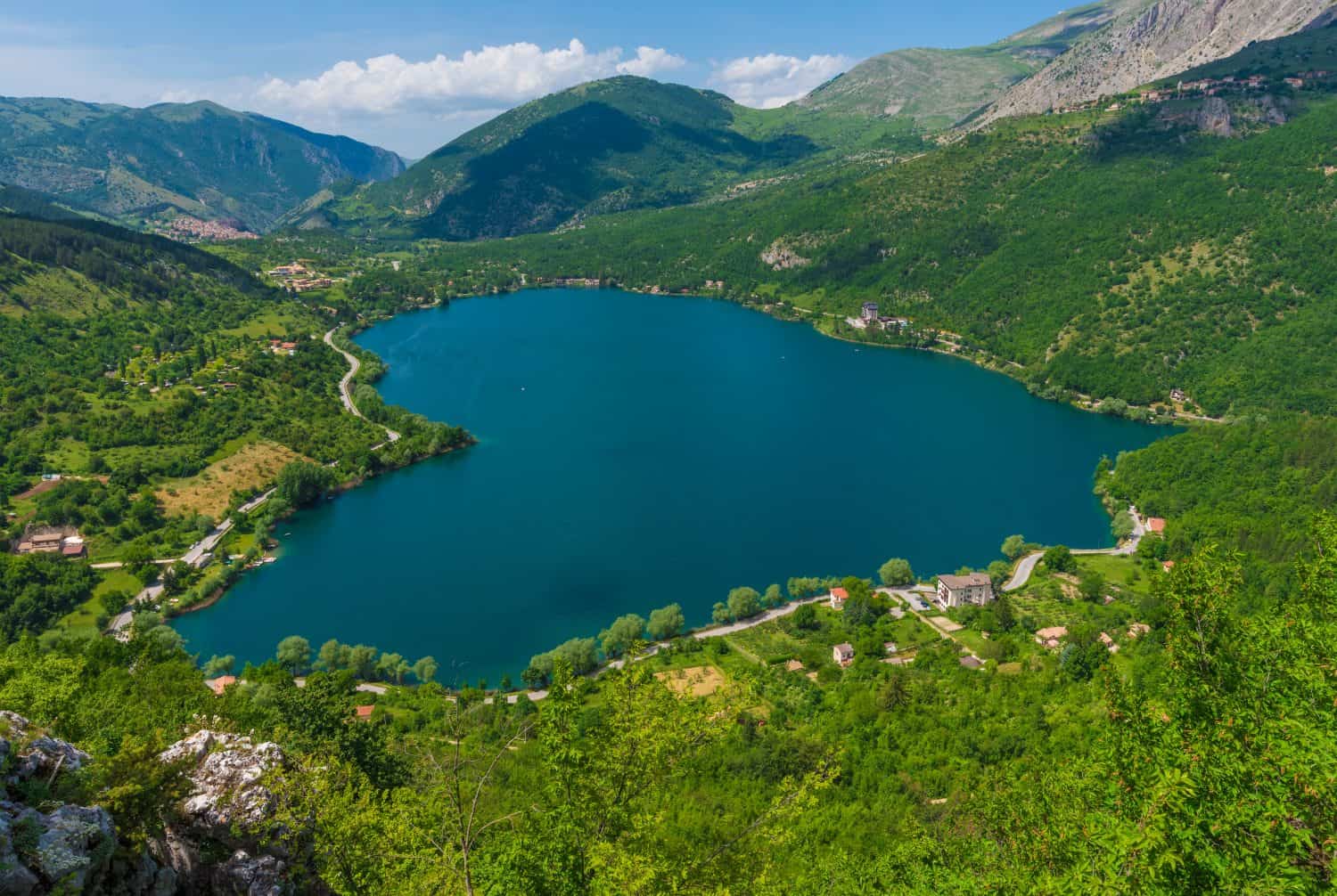 Lake Scanno (L'Aquila, Italy) - When nature is romantic: the heart - shaped lake on the Apennines mountains, in Abruzzo region, central Italy