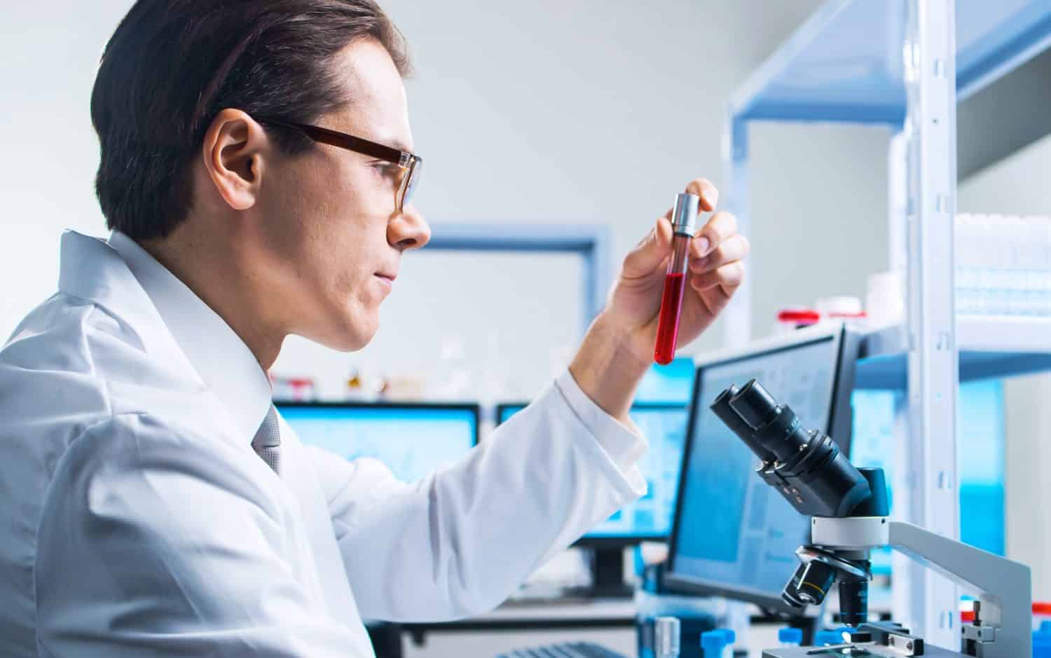 Monkeypox Research Laboratory. Professional Workers of a Modern Futuristic Lab. Monkey Pox Experiments in Clinic Hospital. Science and Modern Technology Concept.