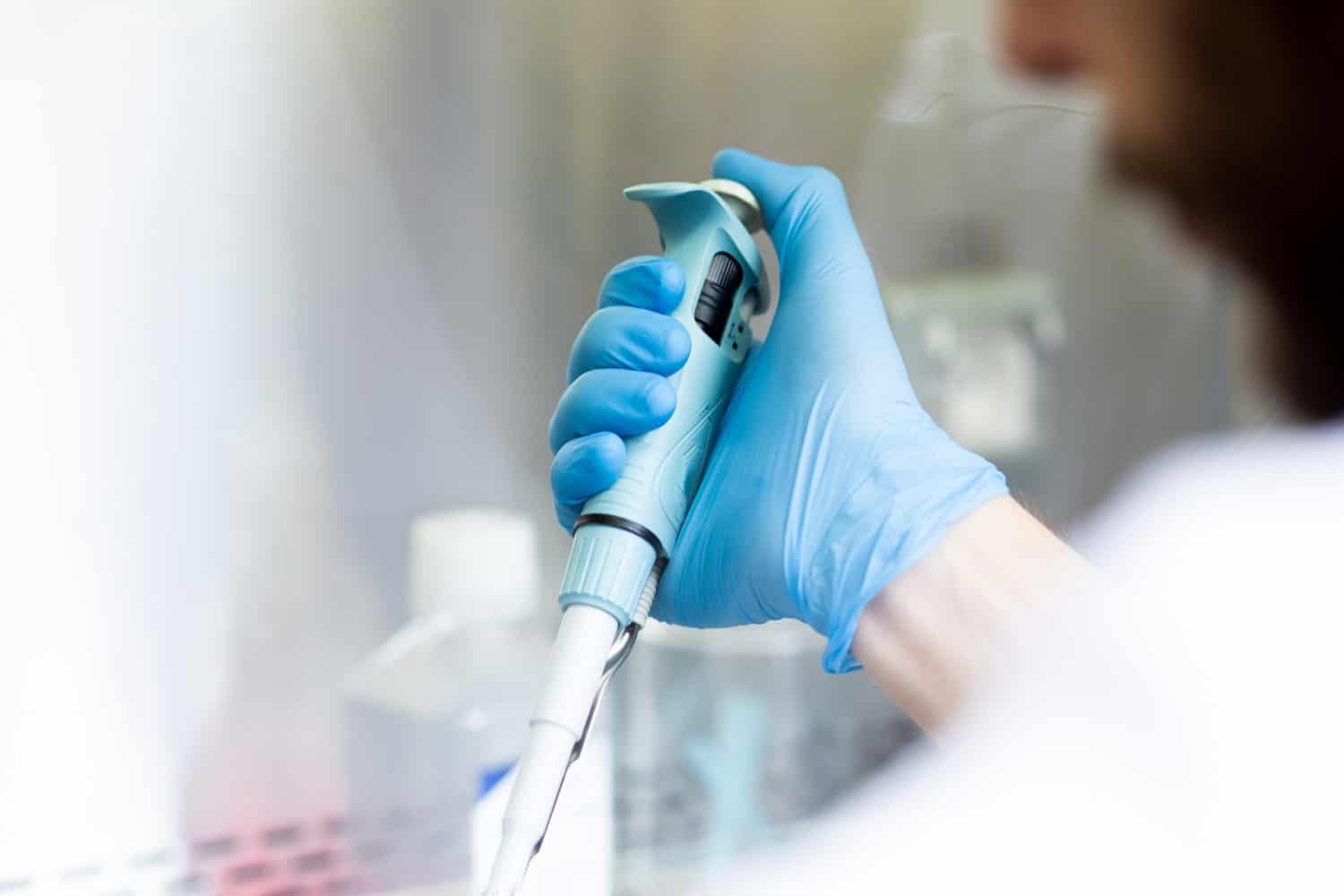 use of micropipette at cell culture safety cabinet