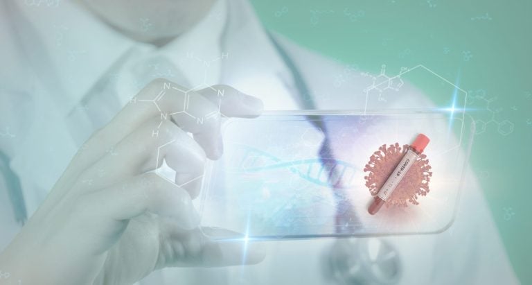 Futuristic Technology in medical concept to finding corona virus covid 19 by using ai artificial intelligence, machine learning, digital twin, 5g, big data, iot, augmented mixed virtual rality, ar, vr