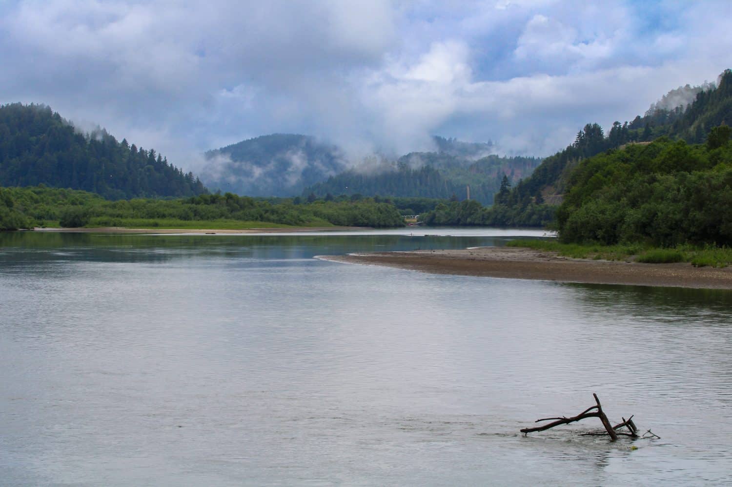 Mountains seen from the shores of the Klamath River Northern California