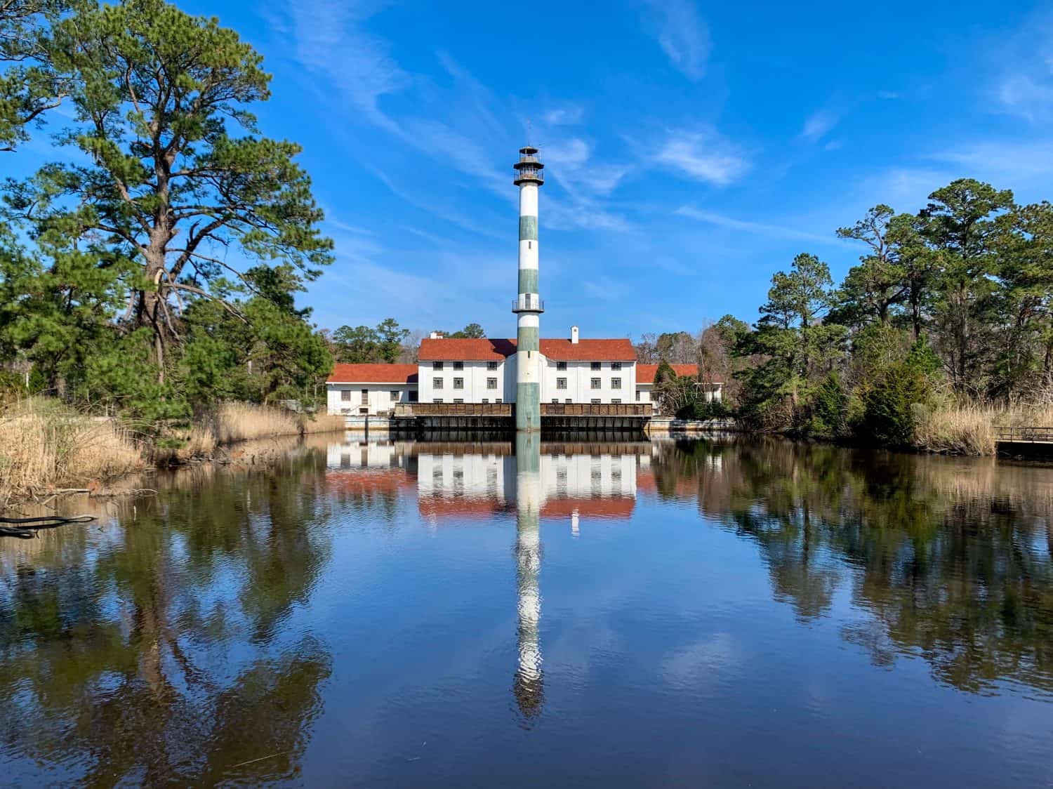 Historic building, once a pump house for agricultural irrigation and later a famous hunting lodge. Lake Mattamuskeet National Wildlife Refuge, North Carolina