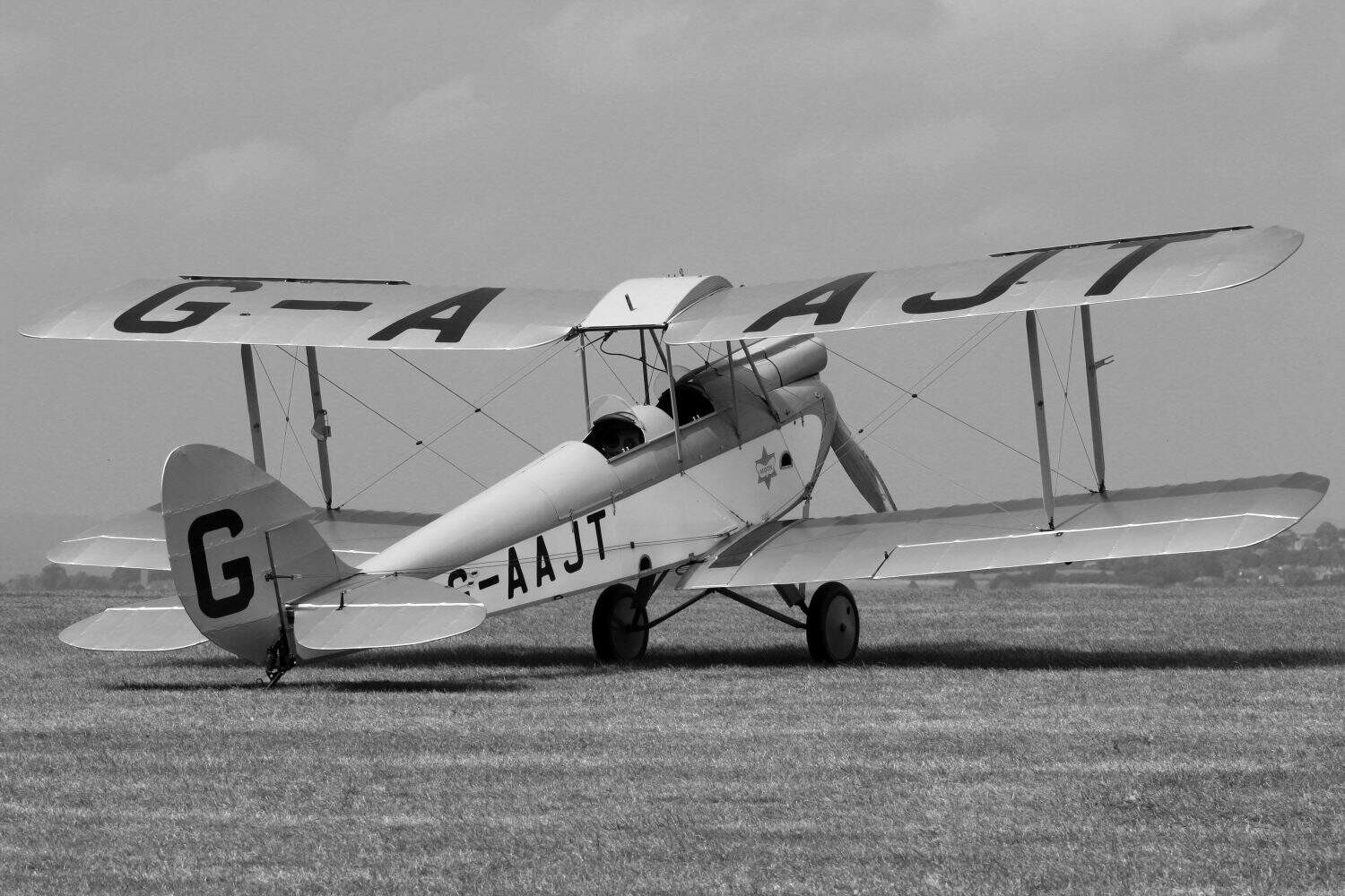 De Havilland Gipsy Moth G-AAJT at Compton Abbas September 2021 vintage fly in