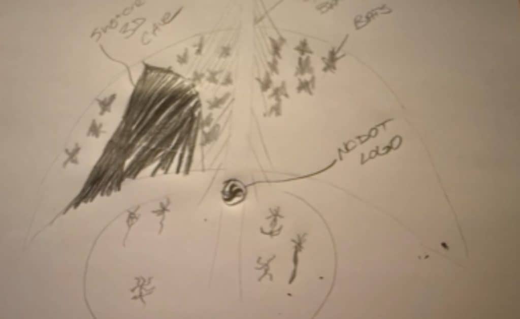Drawing of the bat wall by Kenny McCourt of the NCDOT