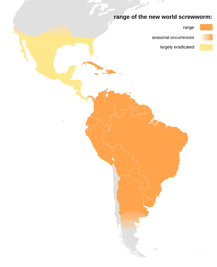 Cochliomyia hominivorax distribution 2006-2023