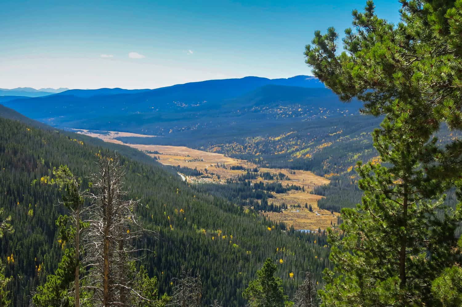 Scenic Trail Ridge Road view point over Kawuneeche Valley in Rocky Mountain National Park