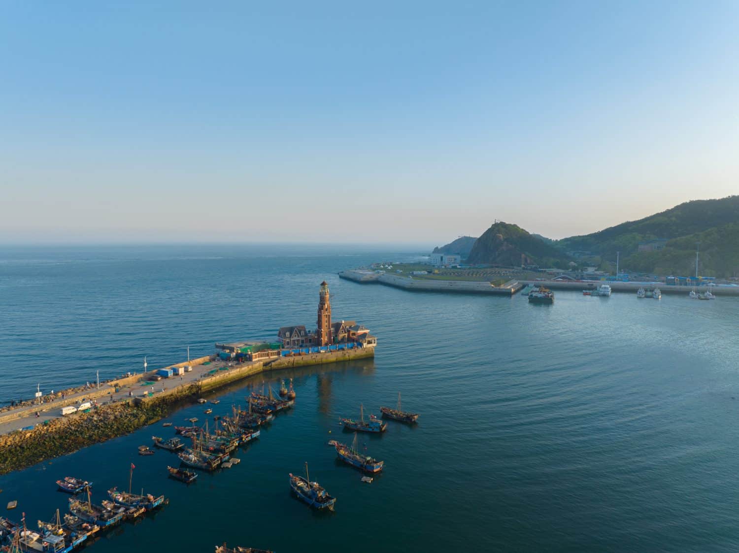 Spring seaside scenery of Binhai Road in Dalian, Liaoning province, China