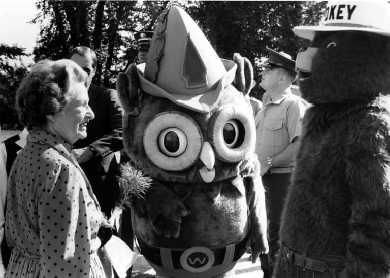 Woodsy Owl & Smokey with Lady Bird Johnson c1970
