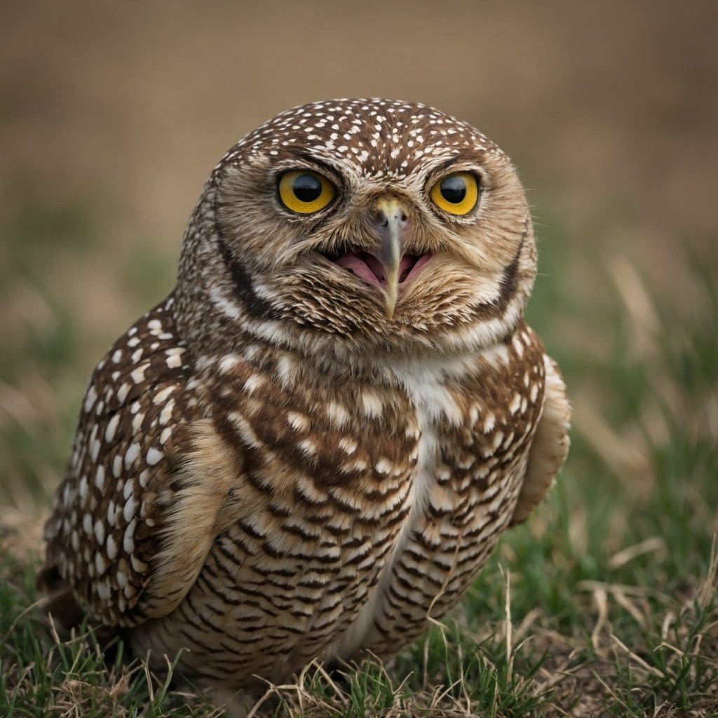 The burrowing owl is a small, distinctive raptor known for its unique behavior of nesting in underground burrows. With a compact body, long legs, and large, round eyes, it has a charming, curious appe