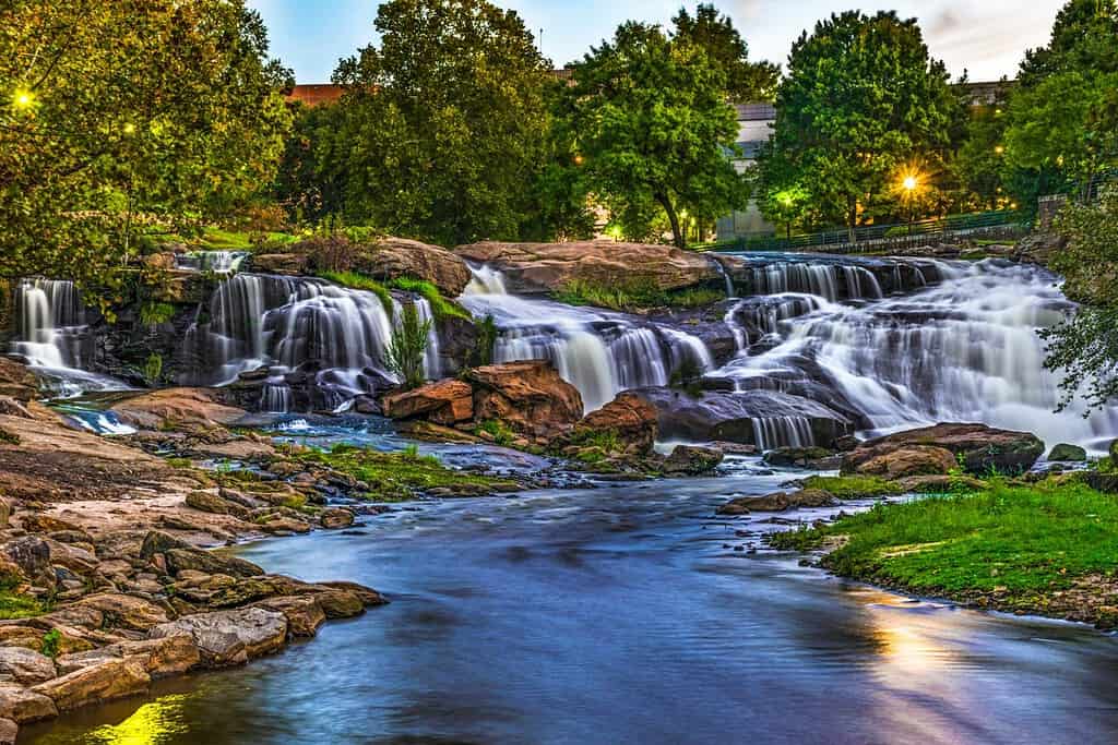 Reedy River Falls in Downtown Greenville South Carolina SC.