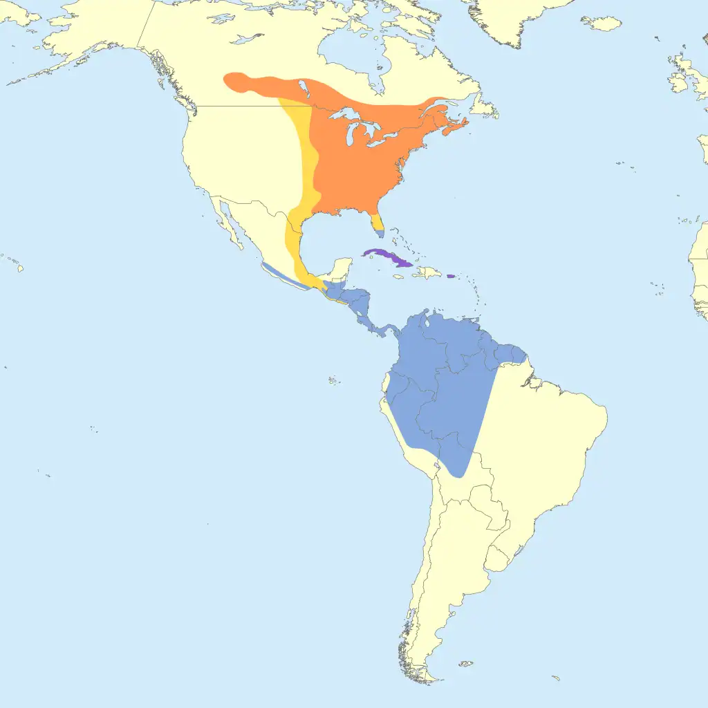  Range map of Broad-winged Hawk (Buteo platypterus)