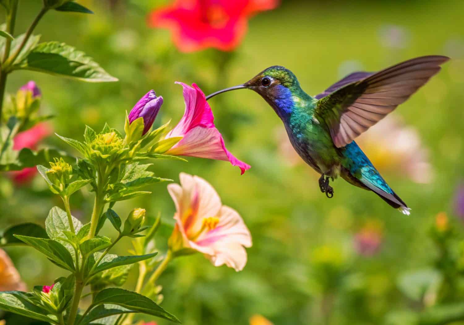 Stunning close-up of a hummingbird . Captures nature's beauty and the elegance of these tiny birds