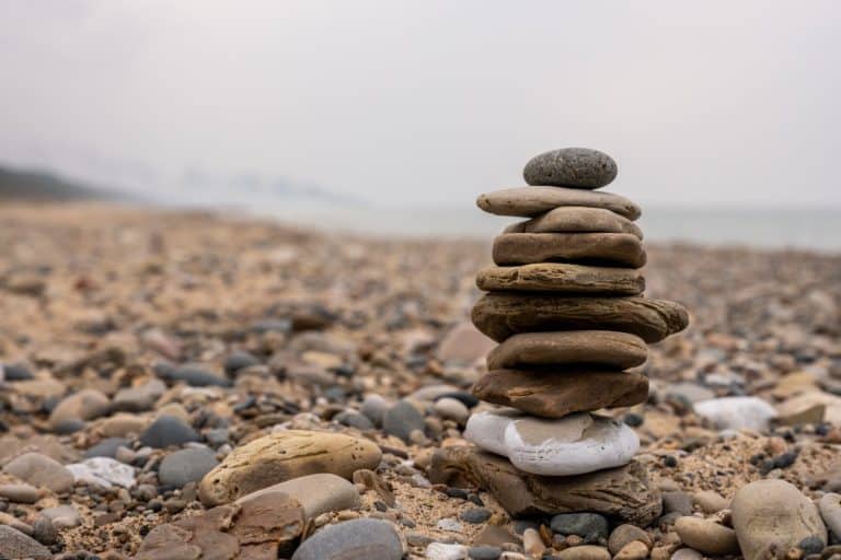 Small Stones in a Small Cairn Along the Shore of Lake Michigan in Indiana Dunes National Park